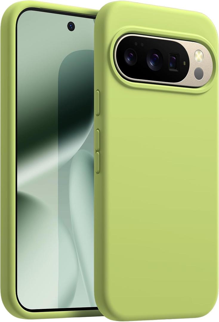 JETech Liquid Silicone Case for Google Pixel 10/10 Pro 2025, Silky Soft Touch Full-Body Protection, Anti-Scratch Shockproof Phone Cover with Microfiber Lining (Lemongrass)