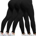 CHRLEISURE Workout Leggings Sets for Women, Gym Scrunch Butt Butt Lifting Seamless Leggings 3 Piece (Black, S)