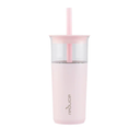 REDUCE Aspen 20 oz Vacuum Insulated Glass Tumbler with Lid & Extra Wide Straw - Keeps Drinks Cold for 12 Hrs - Ideal for Iced Coffee, Smoothies & Boba - Dishwasher Safe, Soft Base - Light Pink