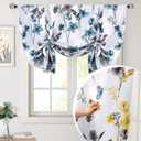 H.VERSAILTEX Tie Up Curtain Double Sided Cattleya Floral Printed Window Valance Balloon Roman Curtain, Rod Pocket 1-Pack, Reversible in Blue/Yellow, W 42 x L 36