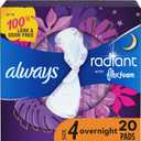 Always Radiant Pads, Size 4, Overnight Absorbency, Scented, 20 Count