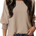 Dokotoo 3/4 Length Sleeve Womens Tops Dressy Casual Blouses Boat Neck Batwing Babydoll Top, Size: Small