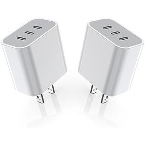 iPhone 16 Charger Block,USB C Charger [2 Pack] 35W 3-Port Wall Cube Fast Type C Charging Block PD Power Adapter for iPhone 16/16 Pro Max/15/15Pro/14/14 Pro/13 Pro Max/12/11, iPad,Galaxy,Pixel 4/3