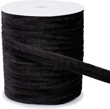 BENECREAT 18Yards Black Velvet Piping Bias Tape, 0.47inch Wide Lip Cord Trim Piping Trim with Welting Cord for Sewing Clothing Upholstery Trimming