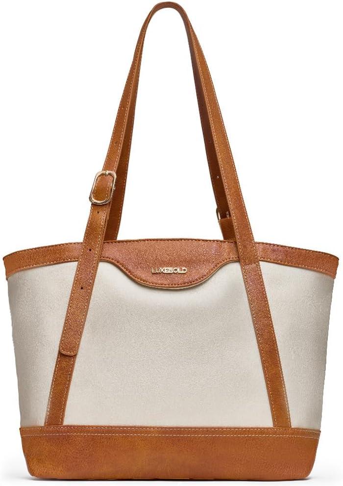 Shoulder Bag for Women Tote Purses and Handbags Top Handle Work Bag Satchel Hobo Purse (Beige Brown)