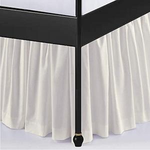 Ruffled Bed Skirt with Split Corners Three Side Coverage-Queen Size Dust Ruffles Bed Skirts 18 Inch Drop Expertise Tailored Fit Wrinkle Free Bed Skirt Dust Ruffle (Queen 18 Drop-Cream)