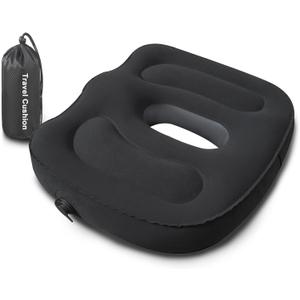 Sondor Travel Cushion,Air Seat Cushion,Evolution Cushion Portable & Lightweight Inflatable Seat Cushion - Ideal for Airplane Chairs, School Bleachers, Stadium Seats, and Wheelchairs (Black)