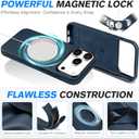 SHIELDON Genuine Leather Case for iPhone 17 Pro Max 6.9" 2025, [Camera Button Updated], Compatible with Magsafe, Magnetic Wireless Charging, Slim Fit, Non-Slip, Anti-Scratch, Shockproof - Navy Blue