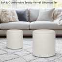OGEMXU Ottoman with Storage, 2 Set Round Velvet Vanity Stool, Storage Ottoman for Bedroom Living Room, Modern Multifunctional Coffee Table Foot Stool for Dorm (Boucle-White)