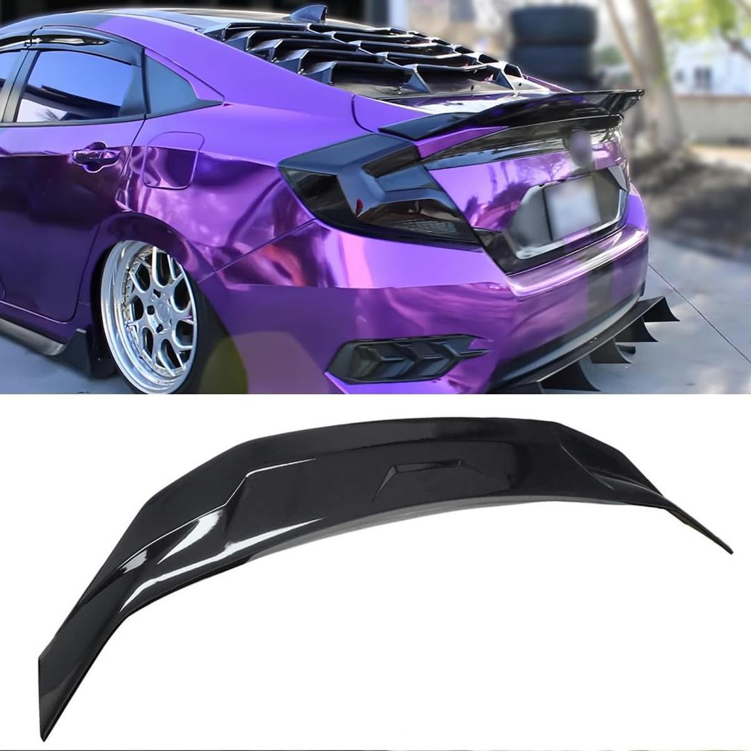 Rear Spoiler Compatible with 20162021 Honda Civic Sedan, Duckbill High Kick Trunk Wing Lip Fits 2016 2017 2018 2019 2020 2021 (Glossy Black)