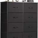 DUMOS 8 Drawer Dresser for Bedroom, Fabric Storage Organizer with Sturdy Metal Frame, Wooden Top Chest of Drawers for Closet Entryway Guest Room,Matte Black (11.8"D x 31.5"W x 36.3"H (8 Drawers))