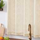 jinchan Linen Valance Kitchen Curtain for Windows 50"x 16" Inch for Living Room Bedroom Window Treatment Blackout Vintage Rustic Farmhouse Cottagecore Rod Pocket 2 Panels Taupe on Beige