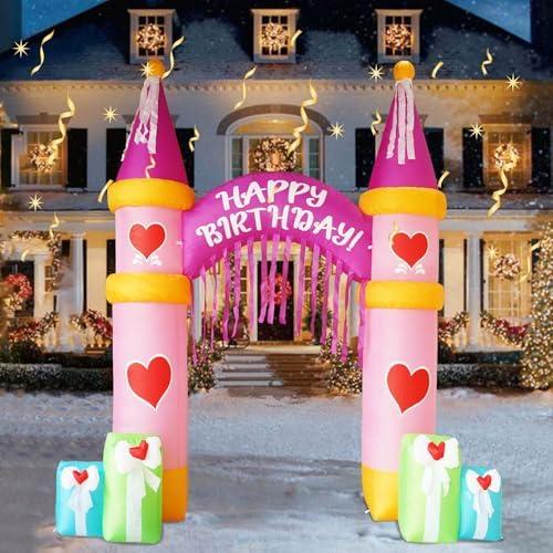 [2025 New] 10FT Birthday Inflatable Arch, Build-in LED LightsArch Blow up Outdoor Yard Decorations for Birthday Party Indoor Home Celebration Garden Lawn