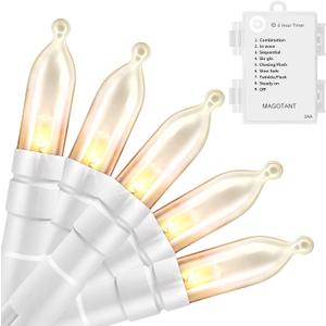 Battery Operated String Lights Christmas Lights 16ft 50 LED String Lights Decorative White Wire for Indoor Outdoor Wedding Party Home Garden Waterproof Warm White, White Wire Warm White