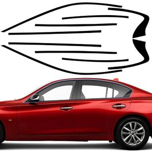 Chrome Delete Vinyl Wrap Kit fit for 2014-2021 Infiniti Q50 Q50S Accessories Side Window Trim with Gloss Black Blackout Film