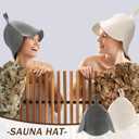 JaGely 2 Pcs Wool Sauna Hat Sauna Accessory Russian Banya Cap Vaporarium Hat Protection from Overheating for Spa Bath Steam Room (Gray,White) (Gray)