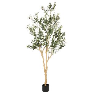 Realead Faux Olive Tree 7ft - Realistic Tall Olive Trees Artificial Indoor - Large Fake Olive Tree with Natural Wood Trunk and Lifelike Leaves - Artificial Olive Tree for Home Office Decor
