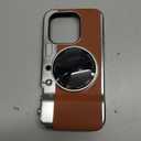 Integrated Camera Phone Case for iPhone 15 Pro, Cute 3D Cartoon Retro Bluetooth Camera Phone Case with Mirror Hard PC Back Cover + Soft TPU Protector Compatible with Magsafe Brown
