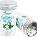 200 Pack Natural Toothpaste Tablet Bits - Chewable Mouthwash Whitening Bite Tablets for Teeth SLS & Fluoride Free Eco & Travel Friendly - Zero Waste Packaging - Mint & Activated Charcoal (Peppermint)