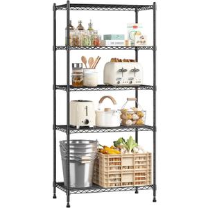 5 Tier Storage Shelves 1010LBS Wire Shelving Unit Adjustable Metal Shelving Pantry Shelves Sturdy Steel Commercial Shelf for Kitchen Pantry Closet Laundry School,13.6" D x 21.5" W x 59.4" H