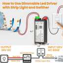 Dimmable LED Driver 24V 60W, Triac ELV/MLV LED Transfomer & Power Supply Compatible with Most Lutro/Leviton Dimmers, Smooth Flicker Free Dimming for LED Lights Strips Cabinet