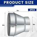 Dunzy 2 Pcs Duct Reducer 6 to 4 Inch Air Ducting Reducer Increaser Air Duct Adapter Round Galvanized Steel Ducting Connector for Bathroom Kitchen Inline Ventilation Systems