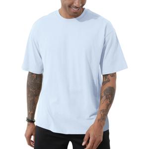 Men's Cotton Oversized T-Shirts Casual Loose Short Sleeve Crew Neck Basic Tops Solid Athletic Tee