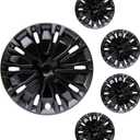 Hubcap Wheel Cover Replacement R15 Hub Caps Universal-Fit Steel Wheel Rim Cover ABS Material Exterior Accessories for Car Truck SUV -Set of 4, 15-inch, Black