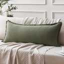 ANRODUO Set of 1 Decorative Throw Pillow Covers 14×36 Inch Soft Linen Fringe Long Farmhouse Boho Vintage Cushion Covers with Tassels Lumbar Pillowcase for Bed Couch Sofa Living Room Decor Olive Green