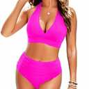Tempt Me Women Two Piece High Waisted Bikini Set Swimsuits Push Up Halter Tummy Control Bottoms Bathing Suits XXL