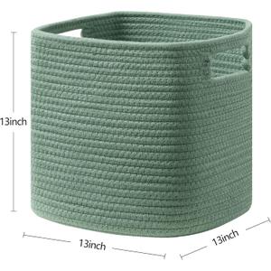 Storage Cubes Baskets Bins Organizer 12x13'Cube Storage Organizer Bookcases Shelf,Durable Woven Cotton Storage Basket for Organizing,Round Green