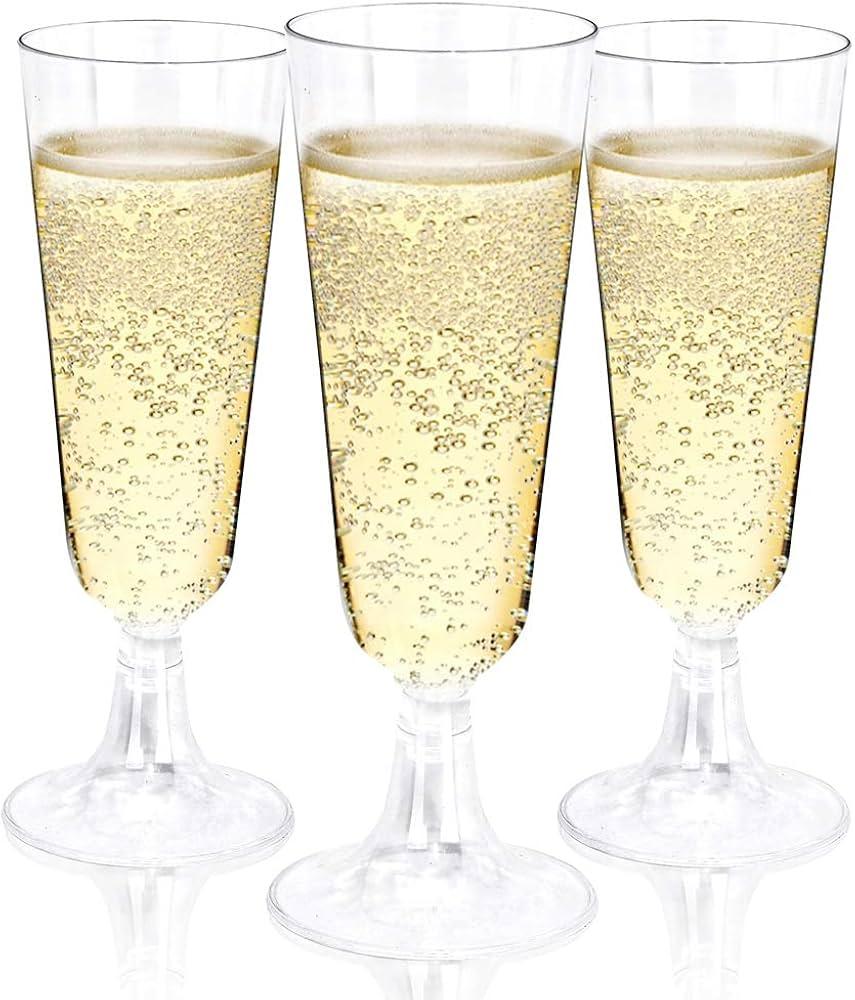 Plastic Champagne Flutes 40 Pack, 5.5 Oz Clear Disposable Plastic Champagne Glasses, Wine Glasses Cups for Wedding Celebration Birthday Party Valentines Wine Tasting New Years Eve Party Supplies
