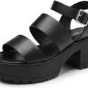 DREAM PAIRS Platform Heels for Women Lightweight Chunky Open Toe Stylish Comfortable Fisherman Sandals with Adjustable Ankle Strap 9.5