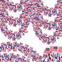 50FT 4th of July Patriotic Tinsel Garland Decorations, Red White and Blue Tinsel with Flag Metallic Glitter Hanging Garland for Memorial Day 4th of July Independence Day Indoor Outdoor Decor