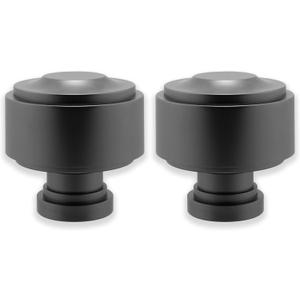 BLASTHOME Luxury Layers Knob Finials  Fits Only Signature Collection Curtain Rods (Rod Not Included) - Premium Quality, Heavy Metal  Set of Two  Matte Graphite