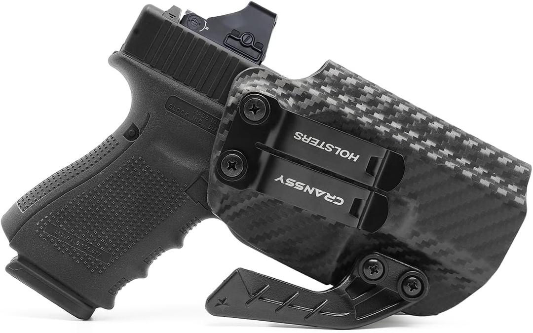 IWB KYDEX Holster with Claw [Better Concealment], Fits Glock 19 19X 17 44 45(Gen 1 2 3 4 5 6)/ Glock 23 32(Gen 3 4) Inside Waistband Carry | Adj. Cant | Optic Cut