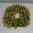 Spring Summer Wreaths for Front Door Farmhouse Colorful Cottage Artificial Eucalyptus Wreath Sping Door Wreath Flower Wreath Summer Wreath for All Season Welcome Sign Farmhouse Home Decor (19.7IN) (18.5in)