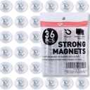 TOWON Rare Earth Magnets Large, Strong Magnets for Glass Whiteboard and Dry Erase Board, 36 Pieces Round Clear (Transparent-36 Pcs)