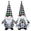 KnomeKo Christmas Gnomes Plush, 2 Pack Handmade Black Buffalo Plaid Check Christmas Valentine Tomte Swedish Scandinavian Figurine Nordic Gnomes Plush Christmas Elf Doll Xmas Ornaments for Home Decor