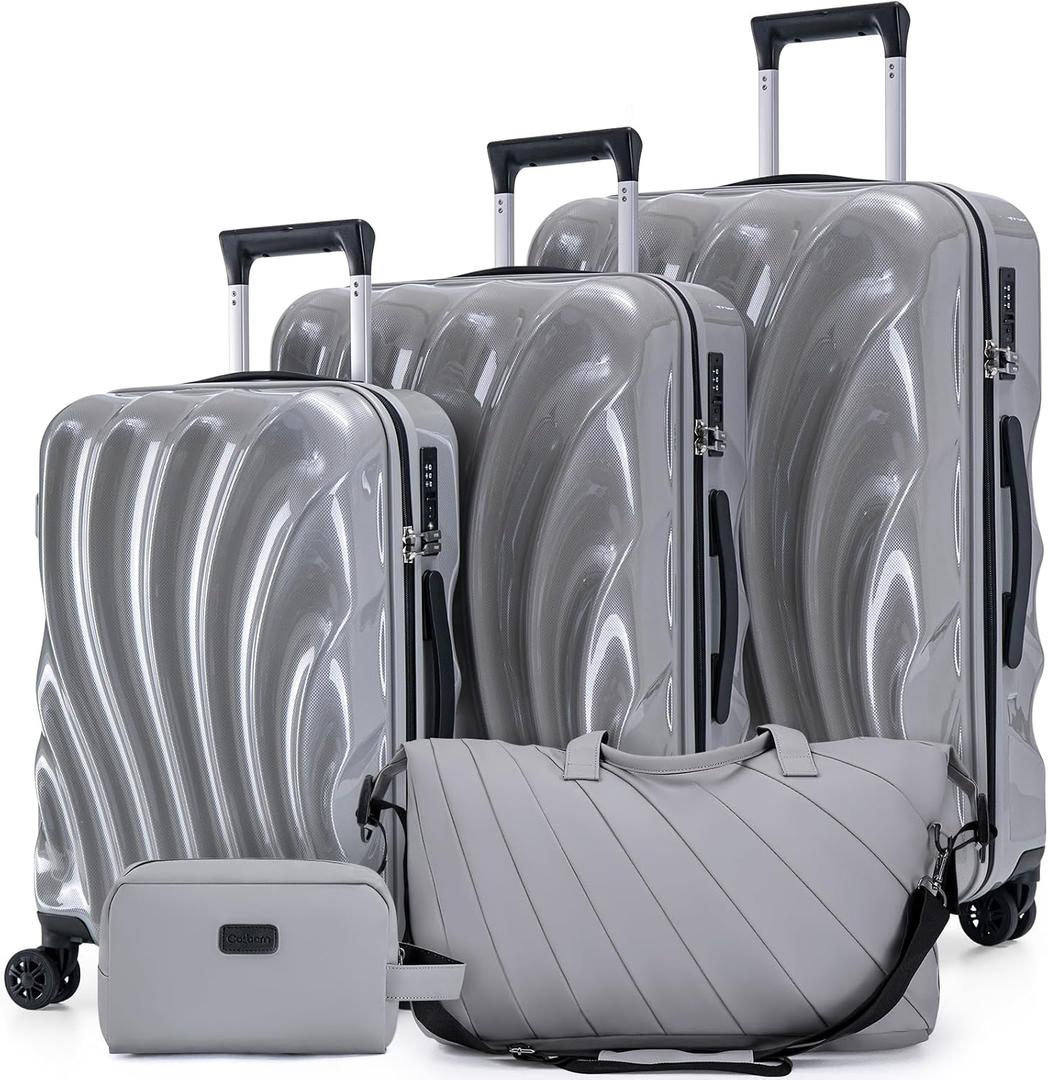 Cosbarn Luggage Sets 5 Piece Suitcases with Wheels, Suitcase Set, ABS Hardshell Luggage with Phone Holder Durable Travel Luggage with TSA Lock Spinner Wheels