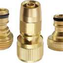 Garden Expandable Hose Repair Kit,Flexible Hose Fittings Brass Faucet Hose Adapter Collapsible Garden Hose End Replacement,3/4 Inch GHT Male and Female Quick Connector Water Hose Extender,1 Set