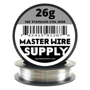 Stainless Steel 316L - 100' - 26 Gauge Wire - 100ft - 0.4mm - 0.016in - Made in USA - Master Wire Supply