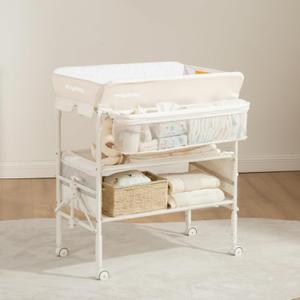Maydolly Baby Changing Table, Maydolly Portable Foldable Changing Table, Waterproof Diaper Changing Station, Adjustable Height Changing Station, Mobile Nursery for Newborn and Infant