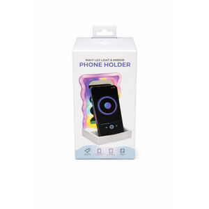 Wavy LED Light & Mirror Phone Holder – Multi-Functional Desk Stand