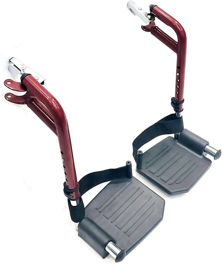 Wheelchair footrest Red Replacement,Economy Footrest for Wheelchairs and Transport Chair, Composite Footplates and Heel Loops,Universal Swing-Away Footrests, T93HEP, PH-SF(1 Pr, Red)