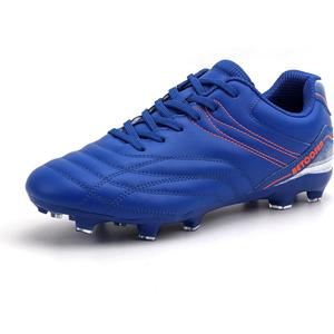 Men's Firm Ground Soccer Cleats Shoes Professional Breathable Outdoor Training Football Shoes Blue, Size 39