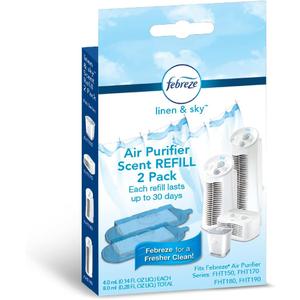 Febreze Linen & Sky Air Purifier Scent Refill Cartridge, 2-Pack, White, 2 Count