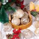 12 PCS Christmas Ornaments Set, 3.15-Inch Glitter Christmas Hanging Balls, Decorative Hanging Ornament Decorations, Xmas Shatterproof Plastic Balls for Holiday Party Wreath Garlands Trees, Beige (Champagne)