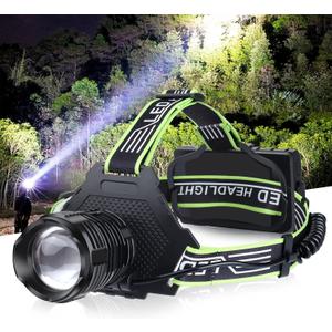 BUD K Rechargeable LED Headlamp, 1000 Lumens Super Bright Headlamp Flashlight with Motion Sensor, 8 Modes, 135Adjustable, IPX7 Waterproof Head Lamp for Camping, Running, Climbing, Hiking (Green)