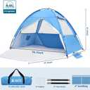 COVACURE 2026 New Upgraded Beach Tent Sun Shelter for 3-4 Person - UPF 50+ UV Protection Beach Shade, Waterproof & Lightweight, Easy Setup Portable Sun Canopy for Camping, Fishing, Beach(Blue)